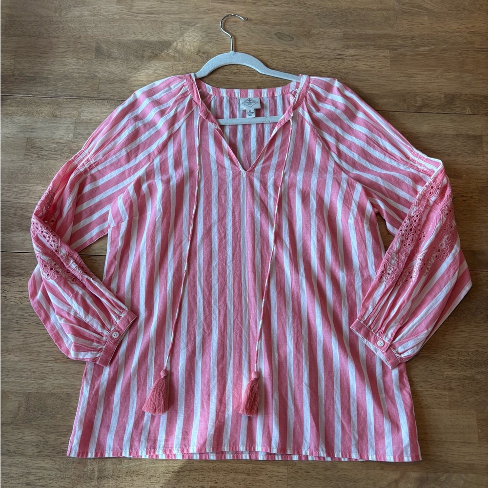 St. John's Bay Pink and White Striped Blouse